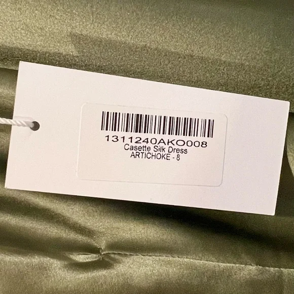 Reformation Casette Silk Dress, Artichoke 8, Occasion Wedding - Picture 9 of 9